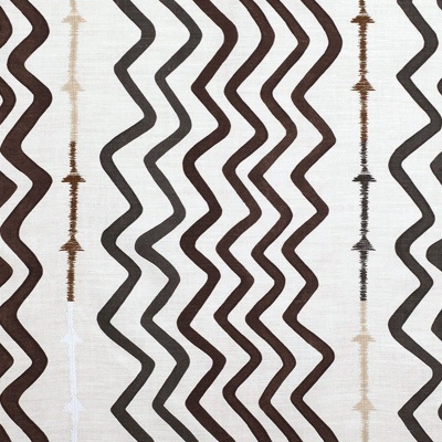 Kit Kemp Rick Rack Linen Embroidery Fabric in Chocolate